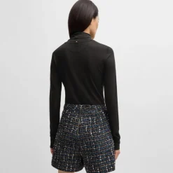 Boss C_Emerie Slim-Fit Rollneck Top in Black