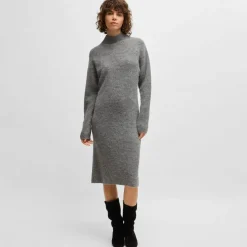 Boss C_Fagdassy Long Sleeve Relaxed-Fit Dress in Silver