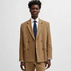 Boss C-Cris Double-Breasted Blazer in Beige