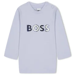 Boss Crew Neck Long Sleeve Regular Fit T-Shirt in Blue