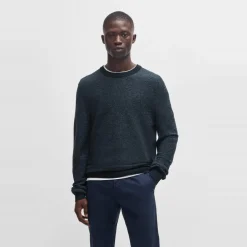 Boss Crew Neck Long Sleeve Regular Fit Sweater in Blue