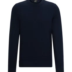 Boss Crew Neck Regular Fit Long Sleeve Sweater in Blue