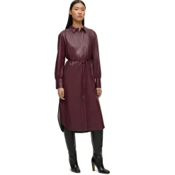 Boss Dibanora10 Belted Shirt Dress in Red