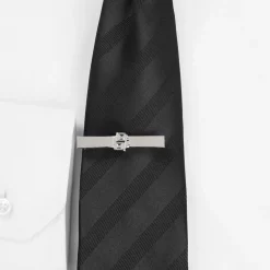 Boss Double B Monogram Brass Tie Clip in Silver