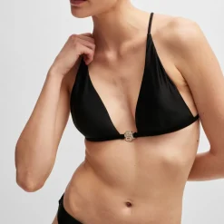 Boss Double B Monogram Triangle Bikini Top in Black