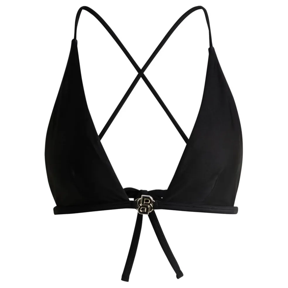 Boss Double B Monogram Triangle Bikini Top in Black