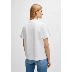 Boss Double Monogram Embroidery Top in White