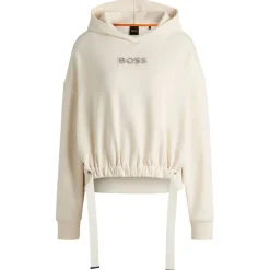 Boss Eblousa Crystal Logo Hoodie in White