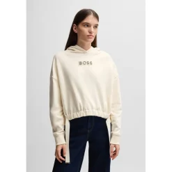 Boss Eblousa Crystal Logo Hoodie in White