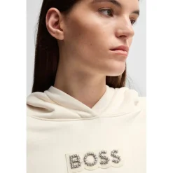 Boss Eblousa Crystal Logo Hoodie in White