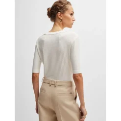 Boss Effilie Scoop-Neck Top in White