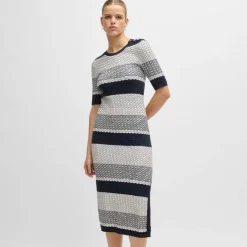 Boss Etanah Structured-Stripe Dress in Tortoiseshell