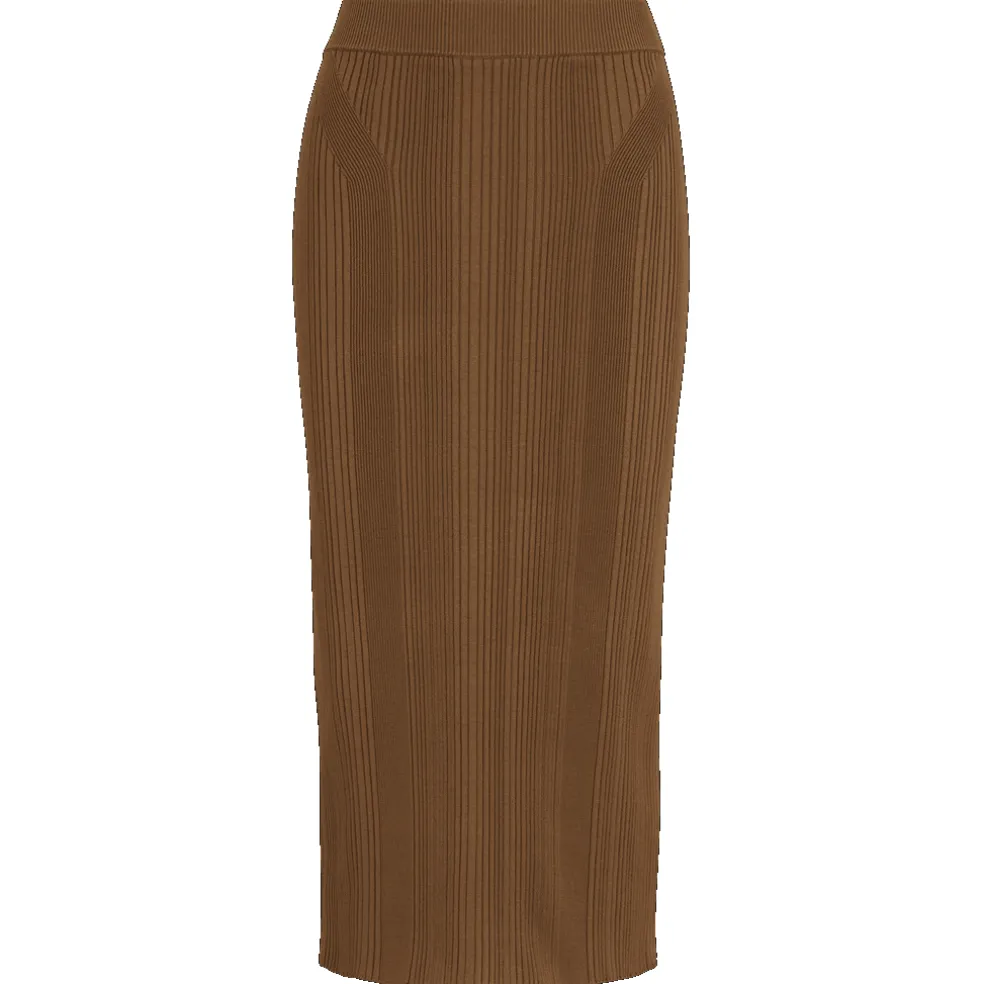 Boss Freedah Knitted Pencil Skirt in Brown