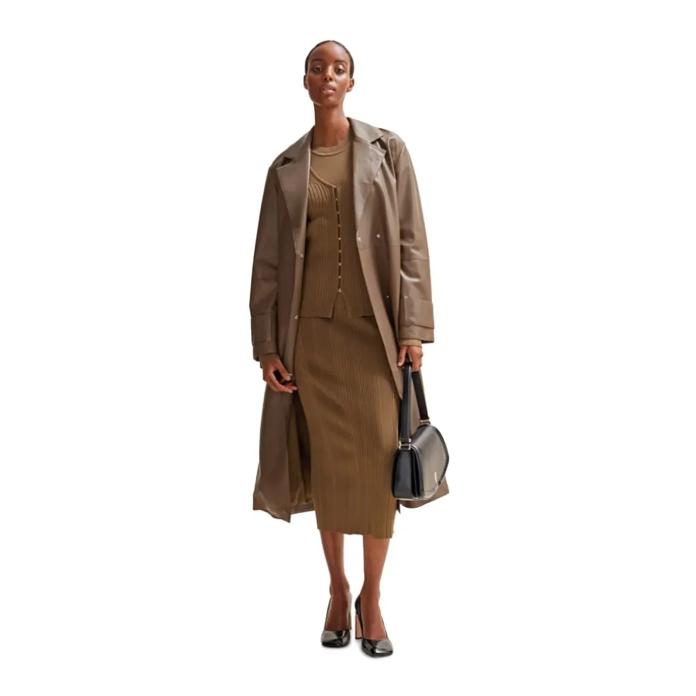 Boss Freedah Knitted Pencil Skirt in Brown