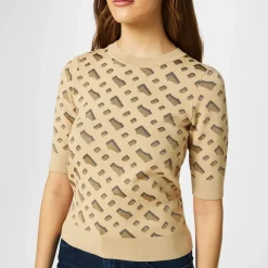 Boss Furkini Crew Neck Regular Fit Sweater in Beige