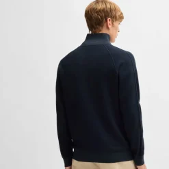 Boss H-Domico Full-Zip Cardigan in Dark Blue