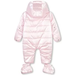 Boss Hooded Long Sleeve Baby Snowsuit in Pink