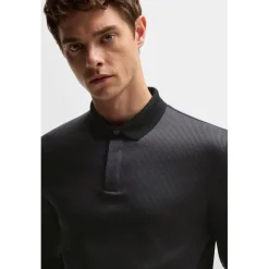 Boss H-Pado 431 Long Sleeve Polo Shirt in Black