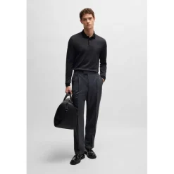 Boss H-Pado 431 Long Sleeve Polo Shirt in Black