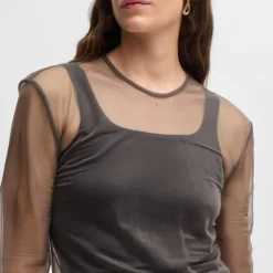 Boss Iloosy Long Sleeve Blouse in Beige