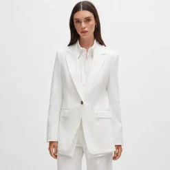 Boss Jasena Regular-Fit Linen Jacket in White