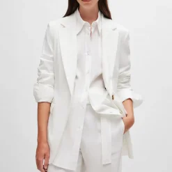 Boss Jasena Regular-Fit Linen Jacket in White