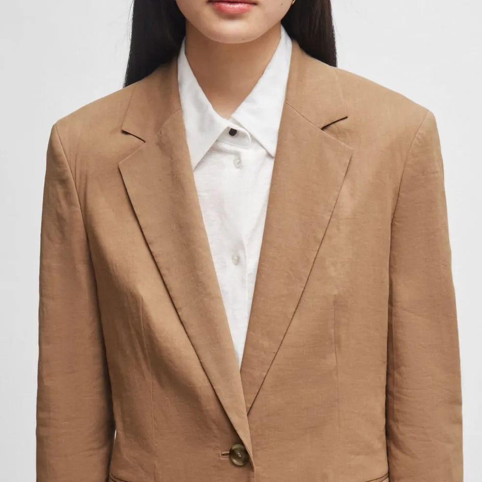 Boss Jasena Regular-Fit Linen Jacket in Beige