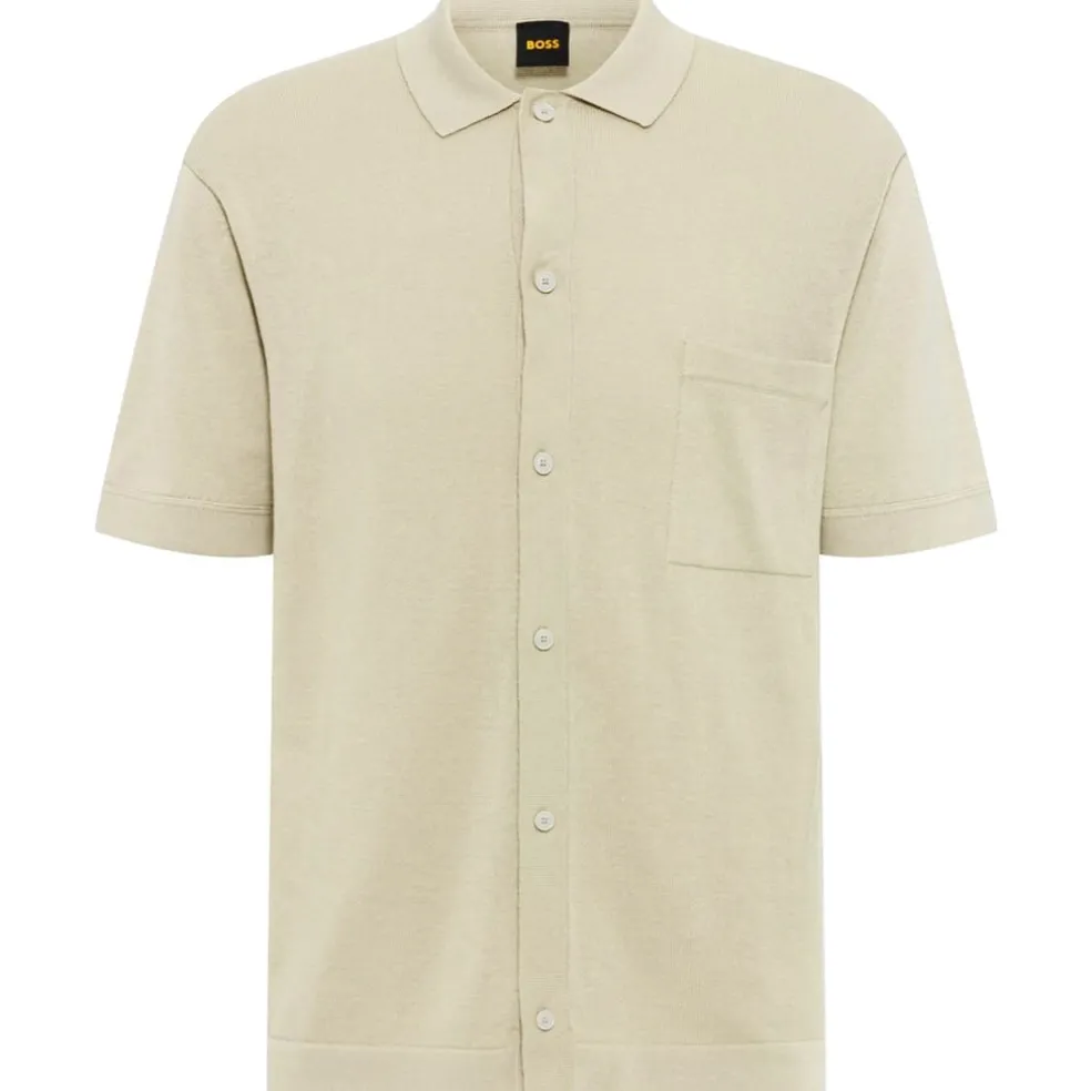 Boss Kamiccio Regular Fit Short Sleeve Shirt in Beige
