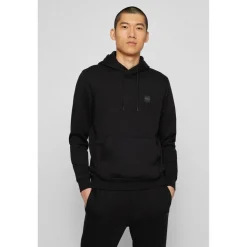 Boss Logo Patch Hoodie in Black