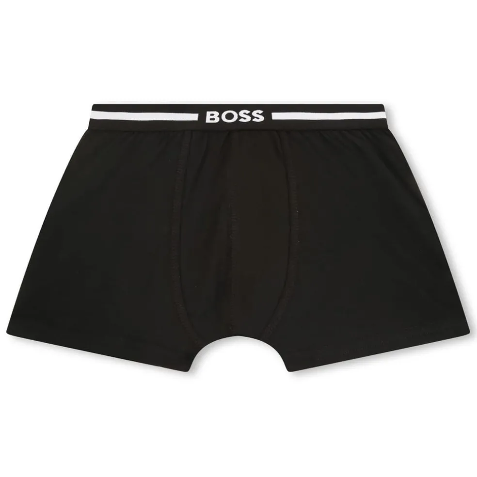 Boss Logo Print Boxer Brief in Black