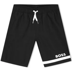 Boss Logo Print Swim Short in Black