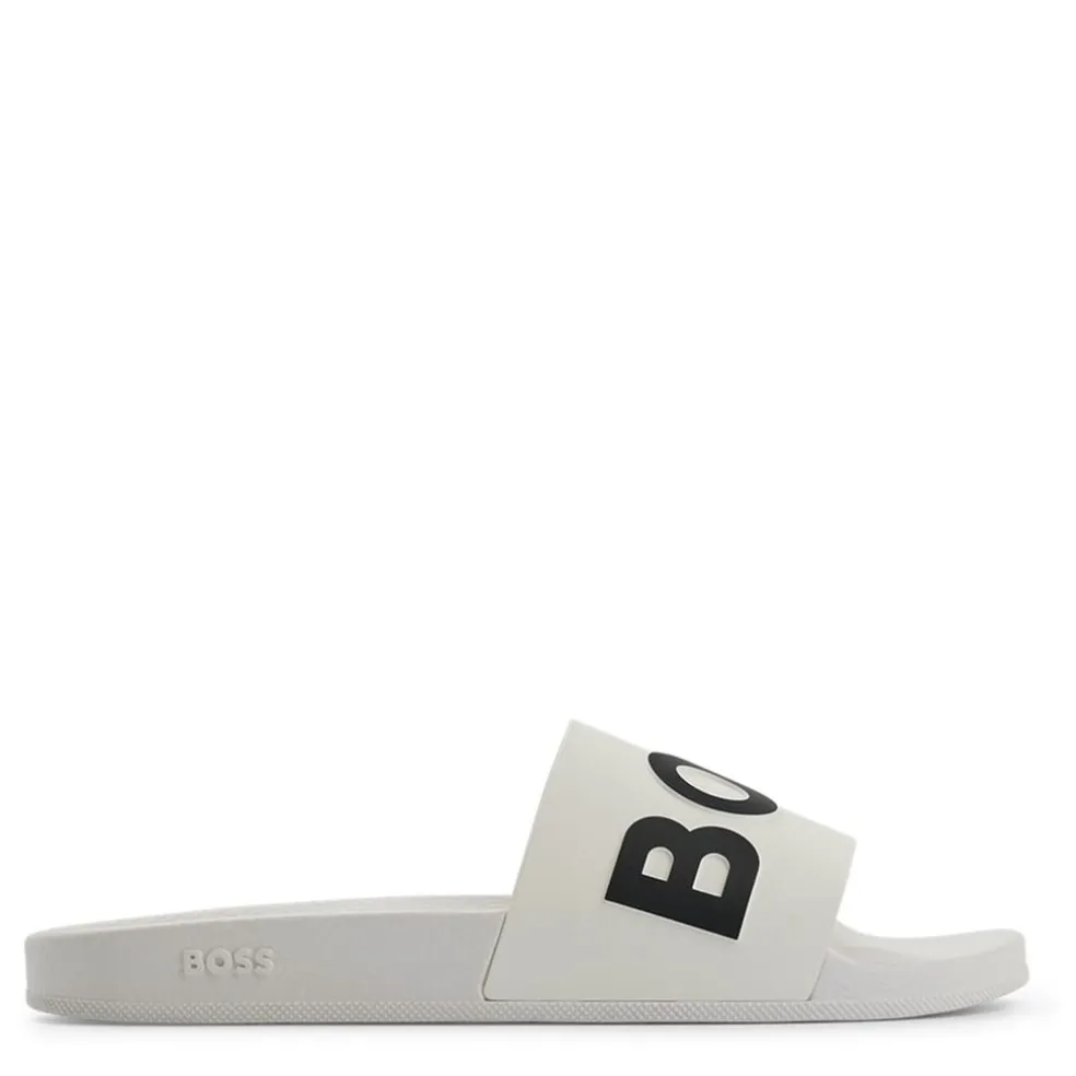 Boss Logo Sliders in White