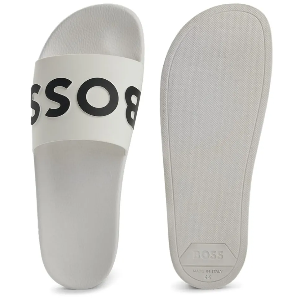 Boss Logo Sliders in White