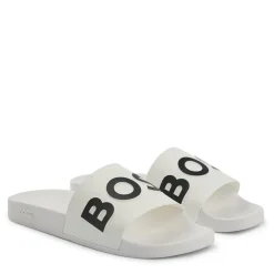 Boss Logo Sliders in White