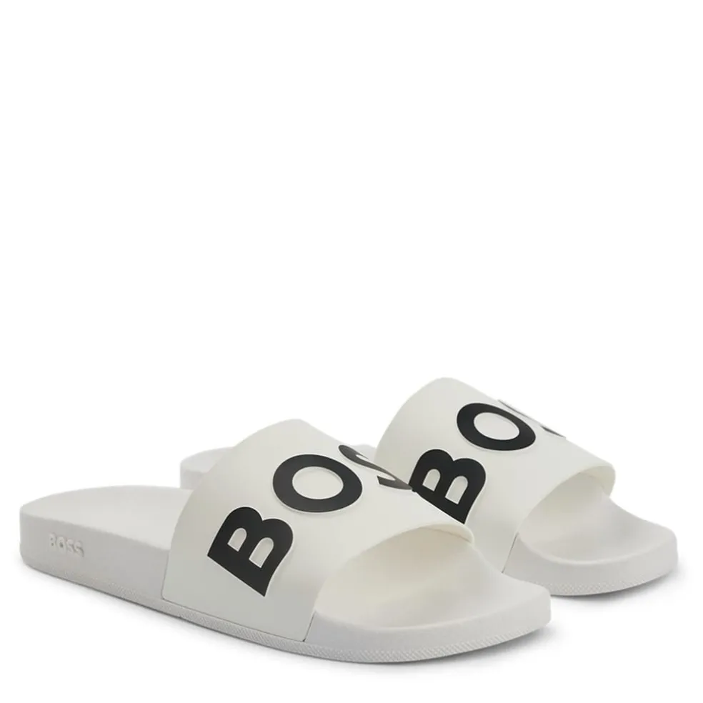 Boss Logo Sliders in White