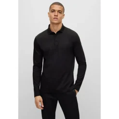 Boss Long Sleeve Polo Shirt in Black