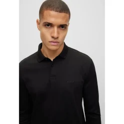 Boss Long Sleeve Polo Shirt in Black