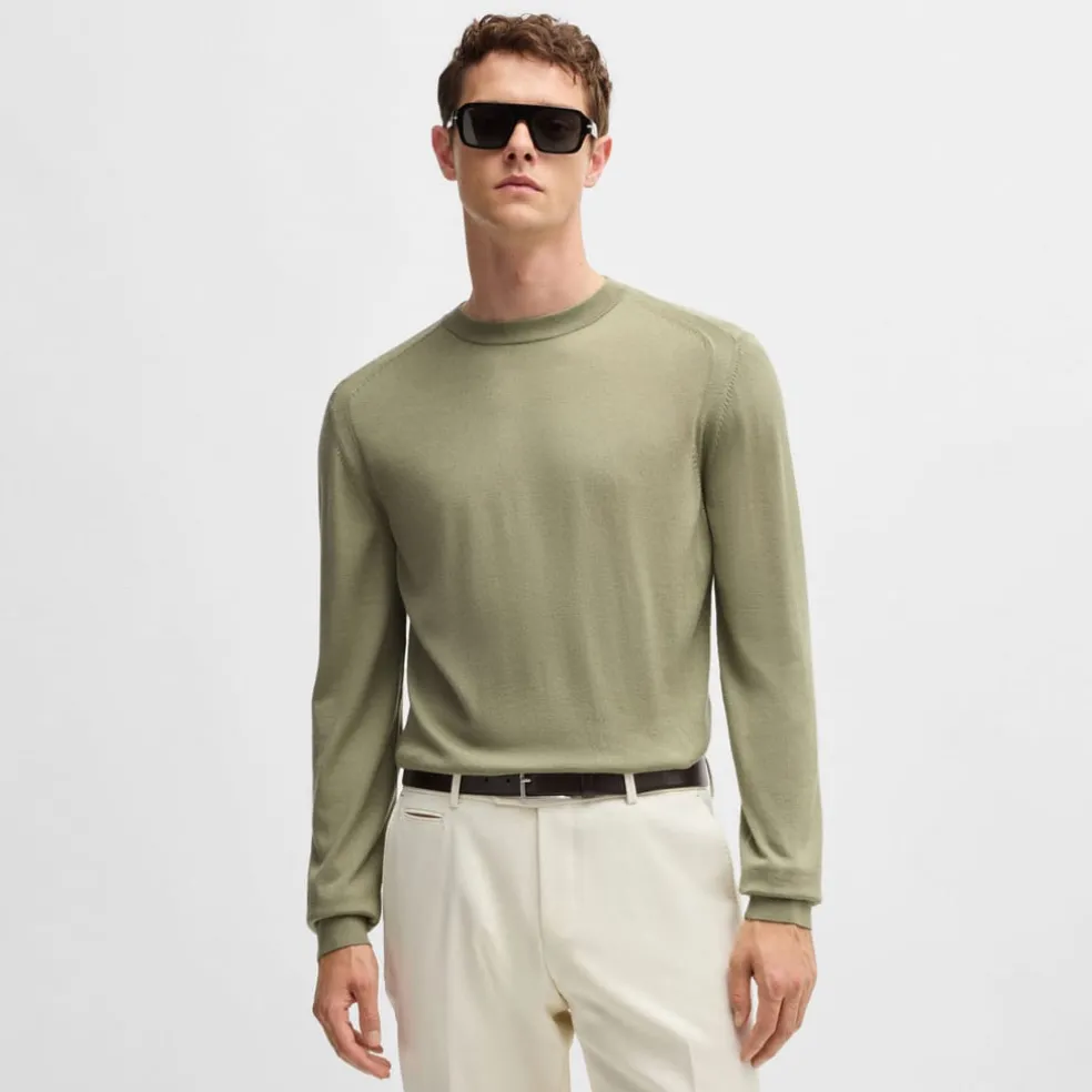 Boss L-Overo Regular-Fit Sweater in Green