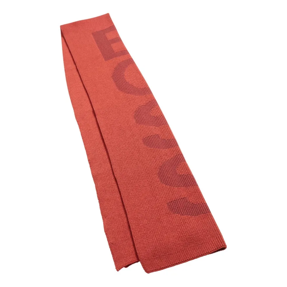 Boss Mens Cotton-Blend Scarf with Logo Structure in Red