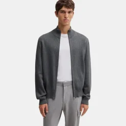 Boss Mock Neck Regular Fit Sweater in Grey