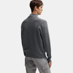 Boss Mock Neck Regular Fit Sweater in Grey
