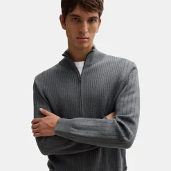 Boss Mock Neck Regular Fit Sweater in Grey