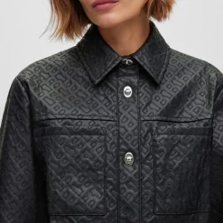 Boss Monogram Embossed Button-Up Shirt in Black