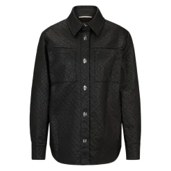 Boss Monogram Embossed Button-Up Shirt in Black