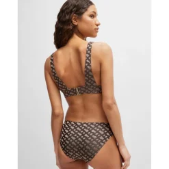 Boss Monogram Jacquard Bikini Bottoms in Brown