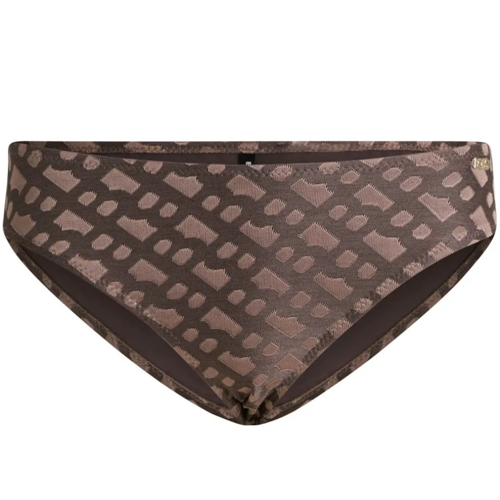 Boss Monogram Jacquard Bikini Bottoms in Brown