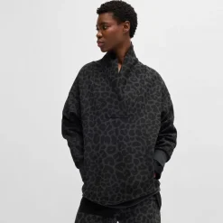 Boss Naomi X Boss Animal-Print Sweatshirt in Black