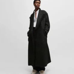 Boss Naomi X Boss Oversized-Fit Coat in Black