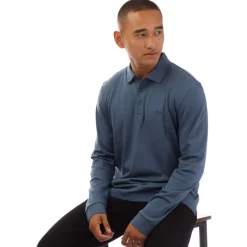 Boss Pado 30 Long Sleeve Polo Shirt in Blue