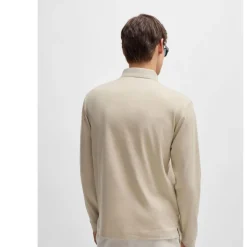 Boss Pado 30 Long Sleeve Polo Shirt in Beige